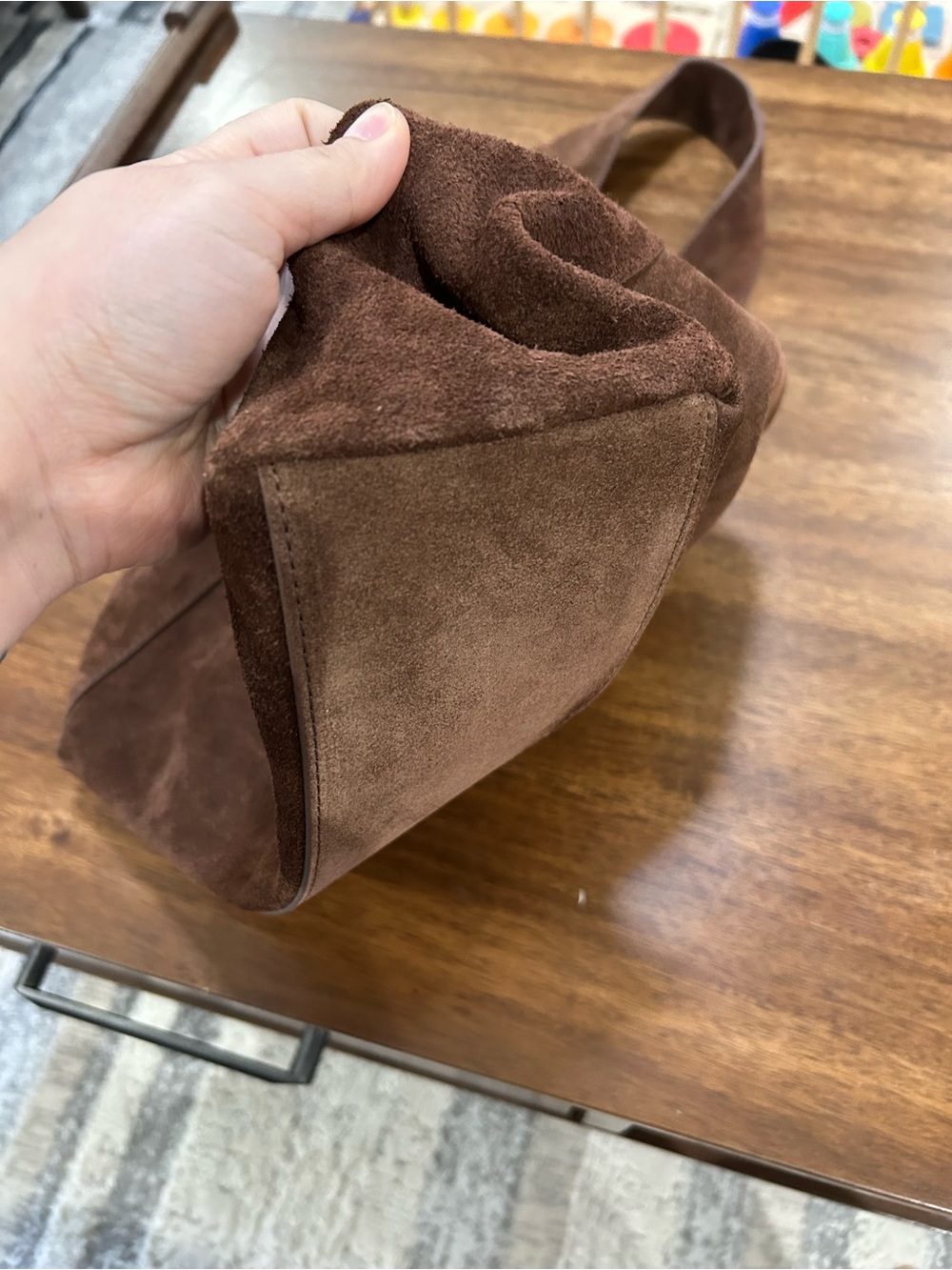 Quince Chocolate Brown Suede Tote - Picture 5 of 10